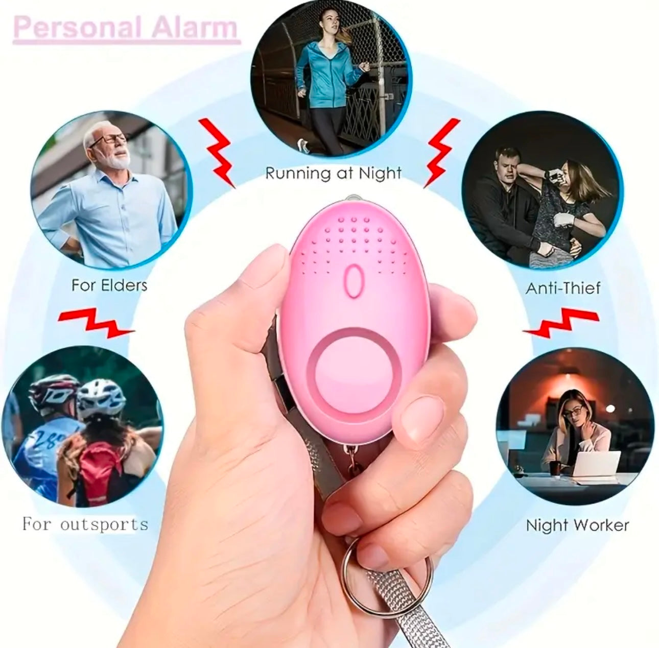 Self-defense alarm and led light